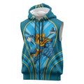 Gold Coast Titans Rugby Mascot Sleeveless Zip Hoodie Australian Rugby Culture - Tribal Inspired Warrior Titan