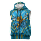 Gold Coast Titans Rugby Mascot Sleeveless Zip Hoodie Australian Rugby Culture - Tribal Inspired Warrior Titan