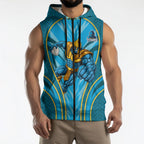 Gold Coast Titans Rugby Mascot Sleeveless Zip Hoodie Australian Rugby Culture - Tribal Inspired Warrior Titan