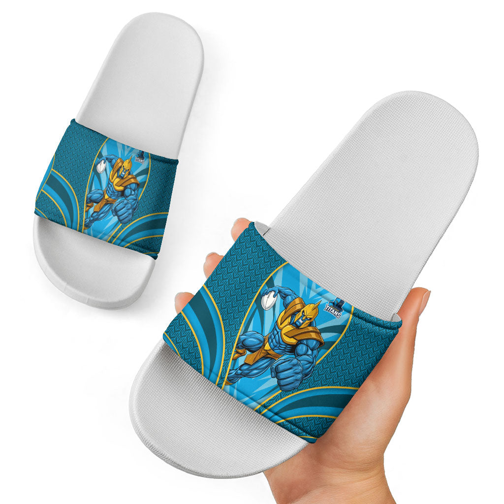 Gold Coast Titans Rugby Mascot Slide Sandals Australian Rugby Culture - Tribal Inspired Warrior Titan