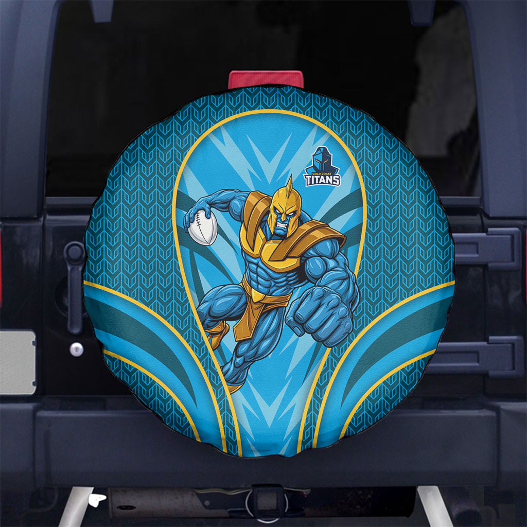 Gold Coast Titans Rugby Mascot Spare Tire Cover Australian Rugby Culture - Tribal Inspired Warrior Titan