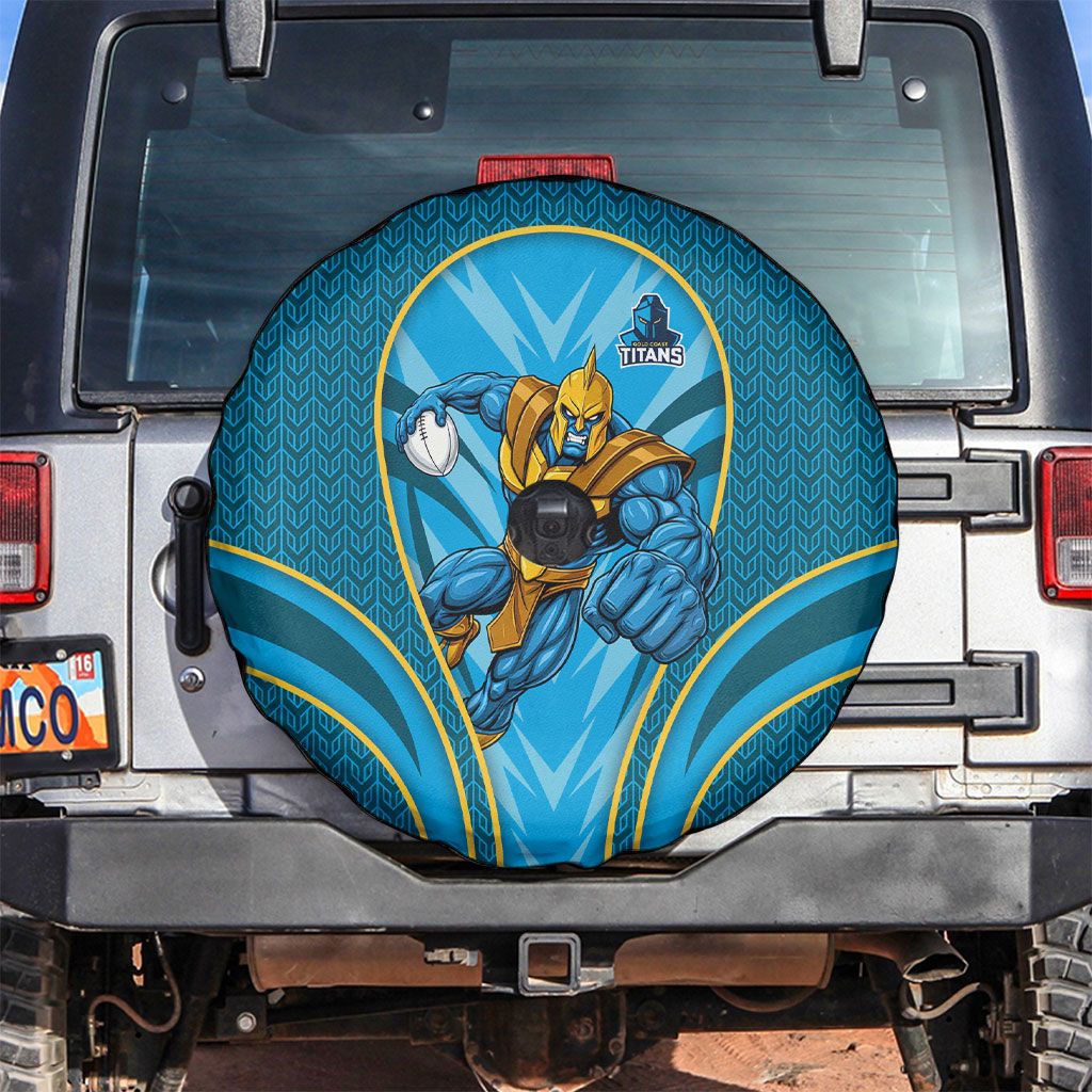 Gold Coast Titans Rugby Mascot Spare Tire Cover Australian Rugby Culture - Tribal Inspired Warrior Titan