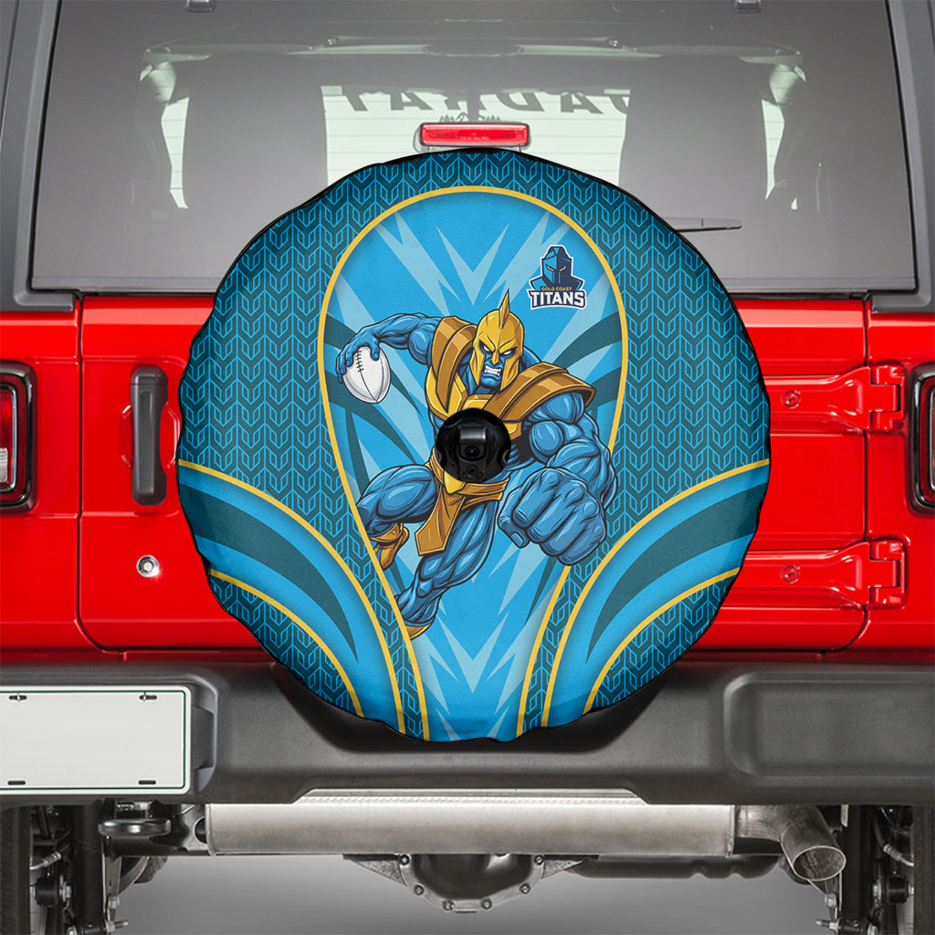 Gold Coast Titans Rugby Mascot Spare Tire Cover Australian Rugby Culture - Tribal Inspired Warrior Titan