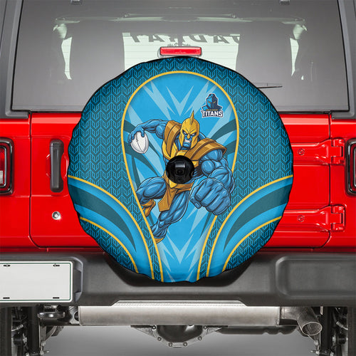 Gold Coast Titans Rugby Mascot Spare Tire Cover Australian Rugby Culture - Tribal Inspired Warrior Titan