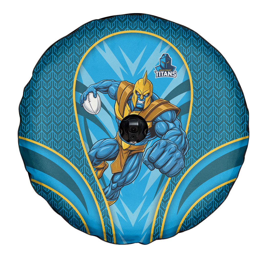 Gold Coast Titans Rugby Mascot Spare Tire Cover Australian Rugby Culture - Tribal Inspired Warrior Titan