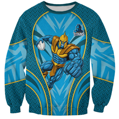 Gold Coast Titans Rugby Mascot Sweatshirt Australian Rugby Culture - Tribal Inspired Warrior Titan