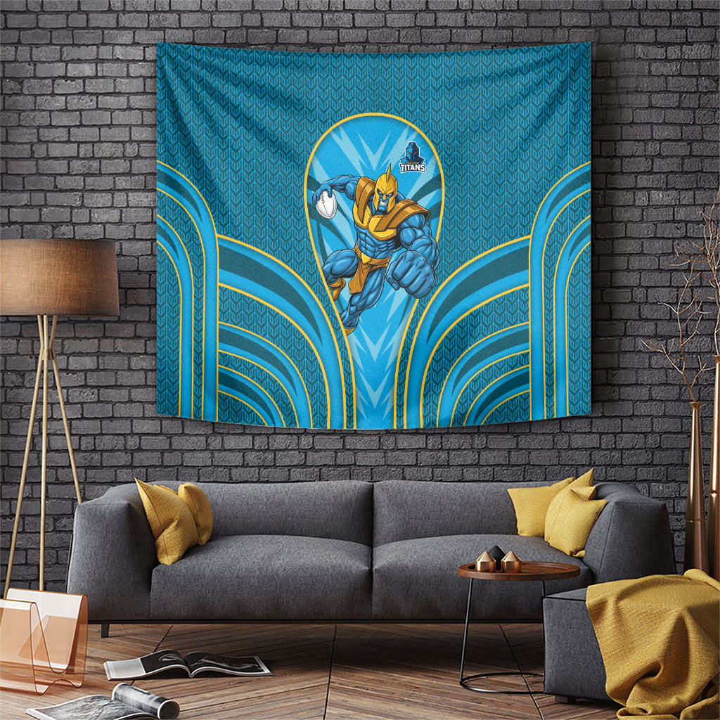 Gold Coast Titans Rugby Mascot Tapestry Australian Rugby Culture - Tribal Inspired Warrior Titan