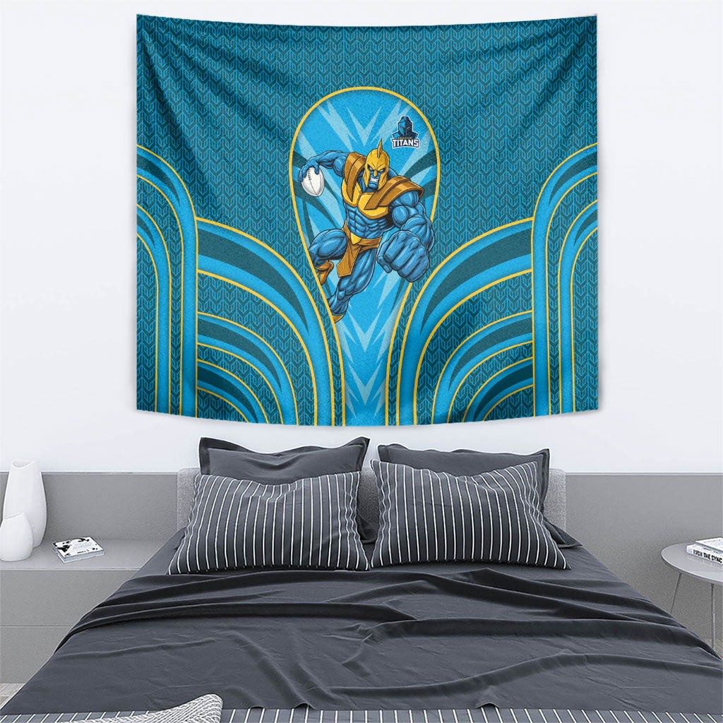 Gold Coast Titans Rugby Mascot Tapestry Australian Rugby Culture - Tribal Inspired Warrior Titan