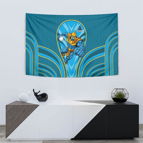 Gold Coast Titans Rugby Mascot Tapestry Australian Rugby Culture - Tribal Inspired Warrior Titan