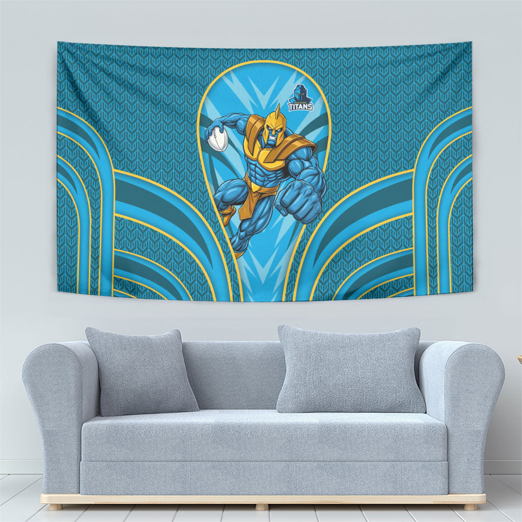 Gold Coast Titans Rugby Mascot Tapestry Australian Rugby Culture - Tribal Inspired Warrior Titan