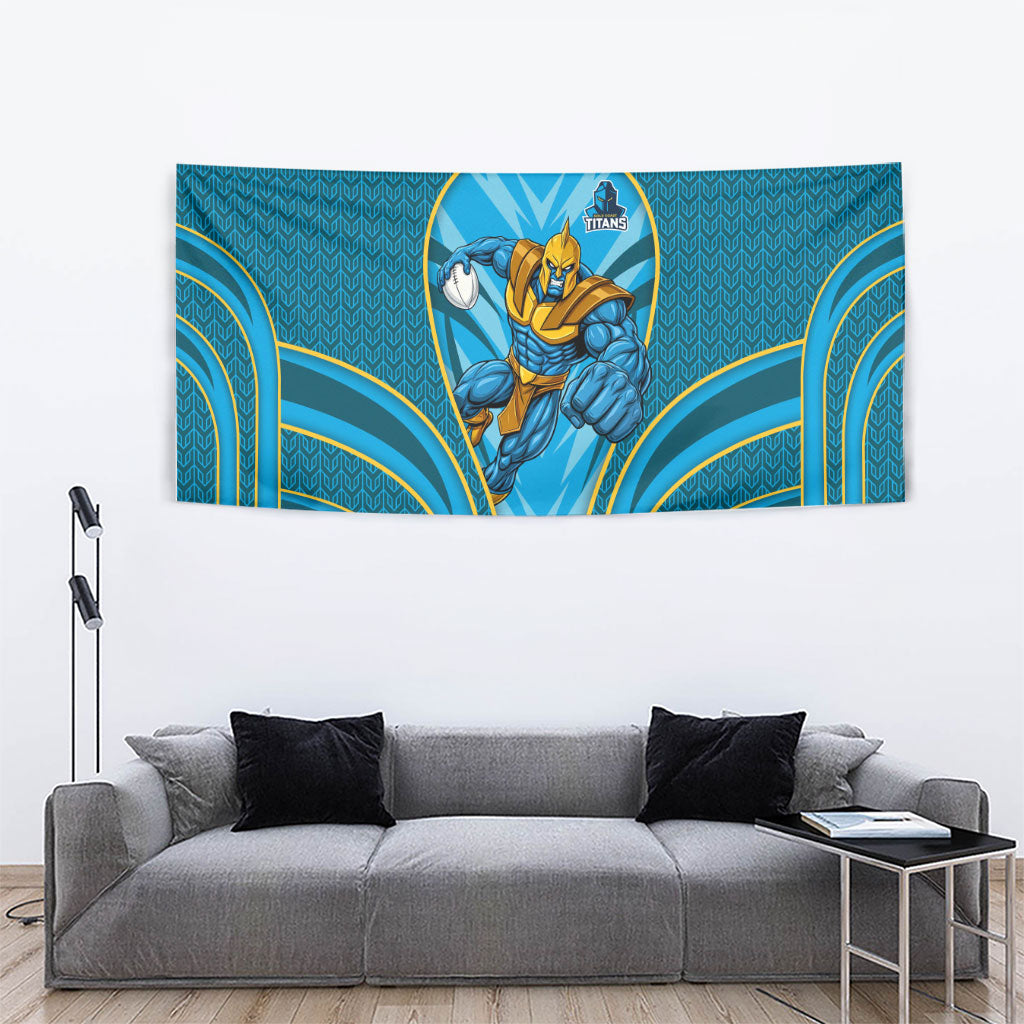 Gold Coast Titans Rugby Mascot Tapestry Australian Rugby Culture - Tribal Inspired Warrior Titan