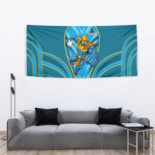 Gold Coast Titans Rugby Mascot Tapestry Australian Rugby Culture - Tribal Inspired Warrior Titan