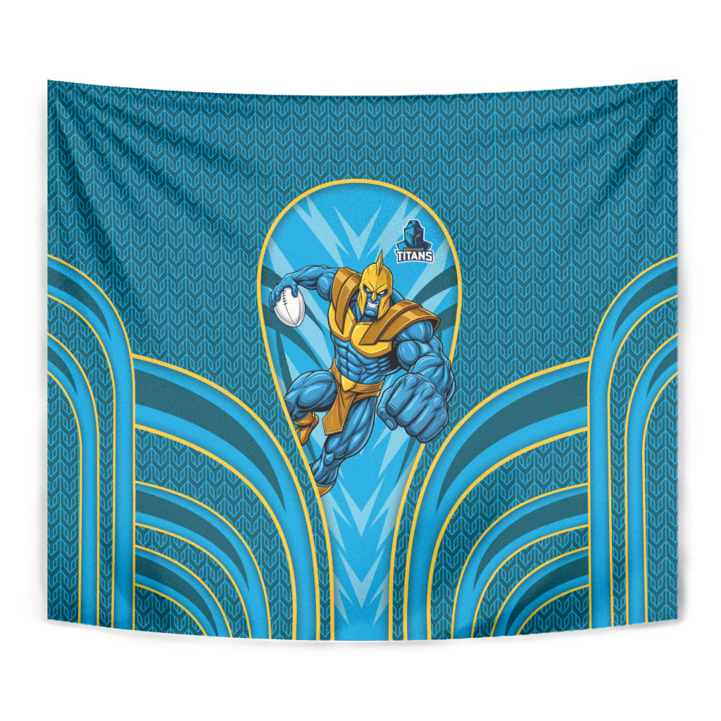 Gold Coast Titans Rugby Mascot Tapestry Australian Rugby Culture - Tribal Inspired Warrior Titan
