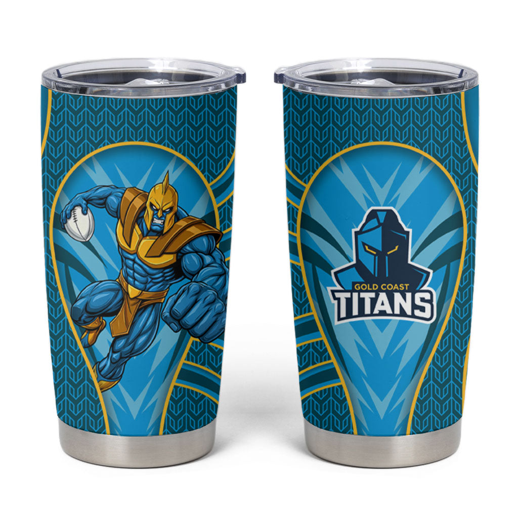 Gold Coast Titans Rugby Mascot Tumbler Cup Australian Rugby Culture - Tribal Inspired Warrior Titan