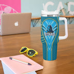 Gold Coast Titans Rugby Mascot Tumbler With Handle Australian Rugby Culture - Tribal Inspired Warrior Titan