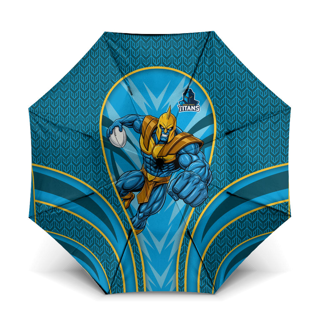 Gold Coast Titans Rugby Mascot Umbrella Australian Rugby Culture - Tribal Inspired Warrior Titan