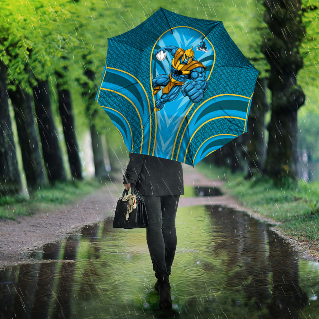 Gold Coast Titans Rugby Mascot Umbrella Australian Rugby Culture - Tribal Inspired Warrior Titan
