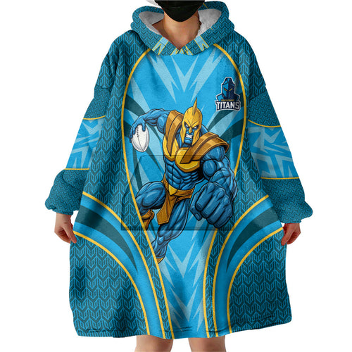 Gold Coast Titans Rugby Mascot Wearable Blanket Hoodie Australian Rugby Culture - Tribal Inspired Warrior Titan