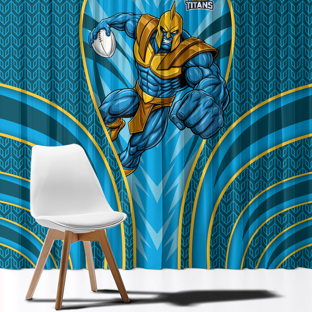 Gold Coast Titans Rugby Mascot Window Curtain Australian Rugby Culture - Tribal Inspired Warrior Titan