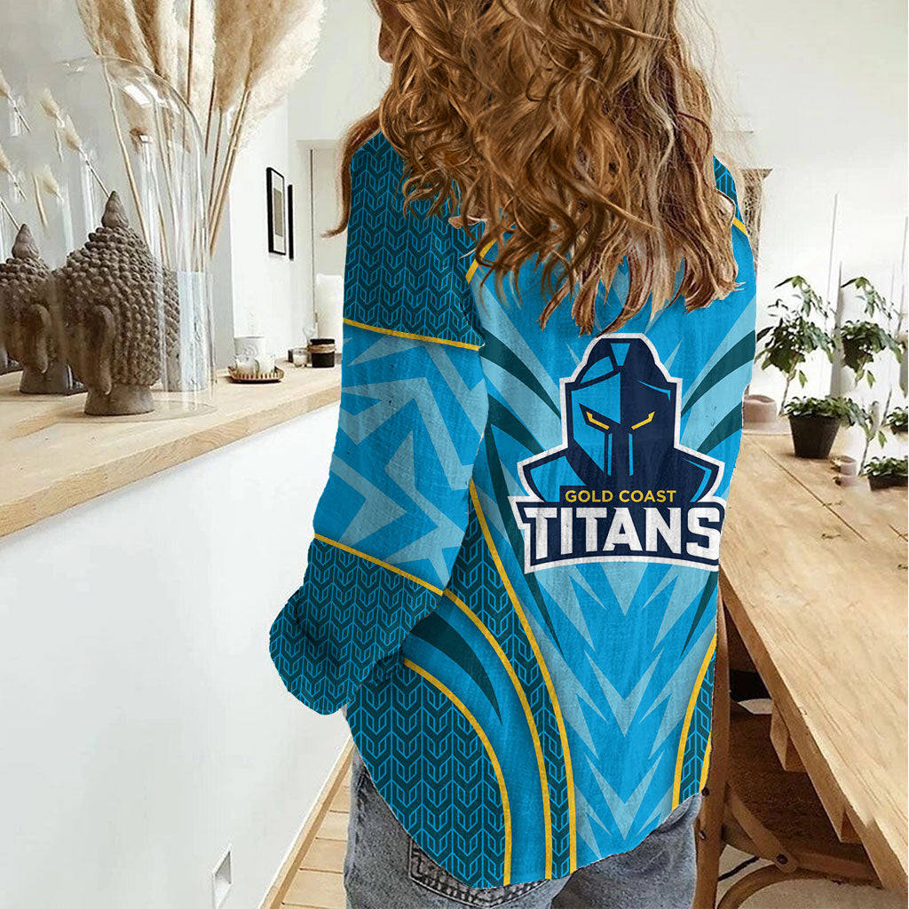 Gold Coast Titans Rugby Mascot Women Casual Shirt Australian Rugby Culture - Tribal Inspired Warrior Titan