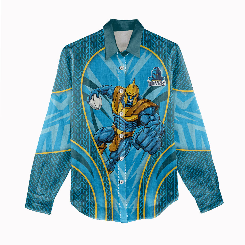 Gold Coast Titans Rugby Mascot Women Casual Shirt Australian Rugby Culture - Tribal Inspired Warrior Titan