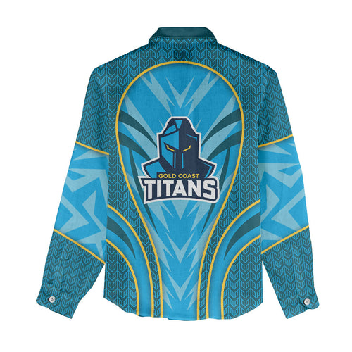 Gold Coast Titans Rugby Mascot Women Casual Shirt Australian Rugby Culture - Tribal Inspired Warrior Titan