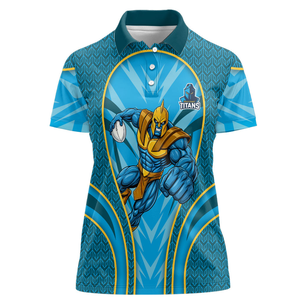 Gold Coast Titans Rugby Mascot Women Polo Shirt Australian Rugby Culture - Tribal Inspired Warrior Titan