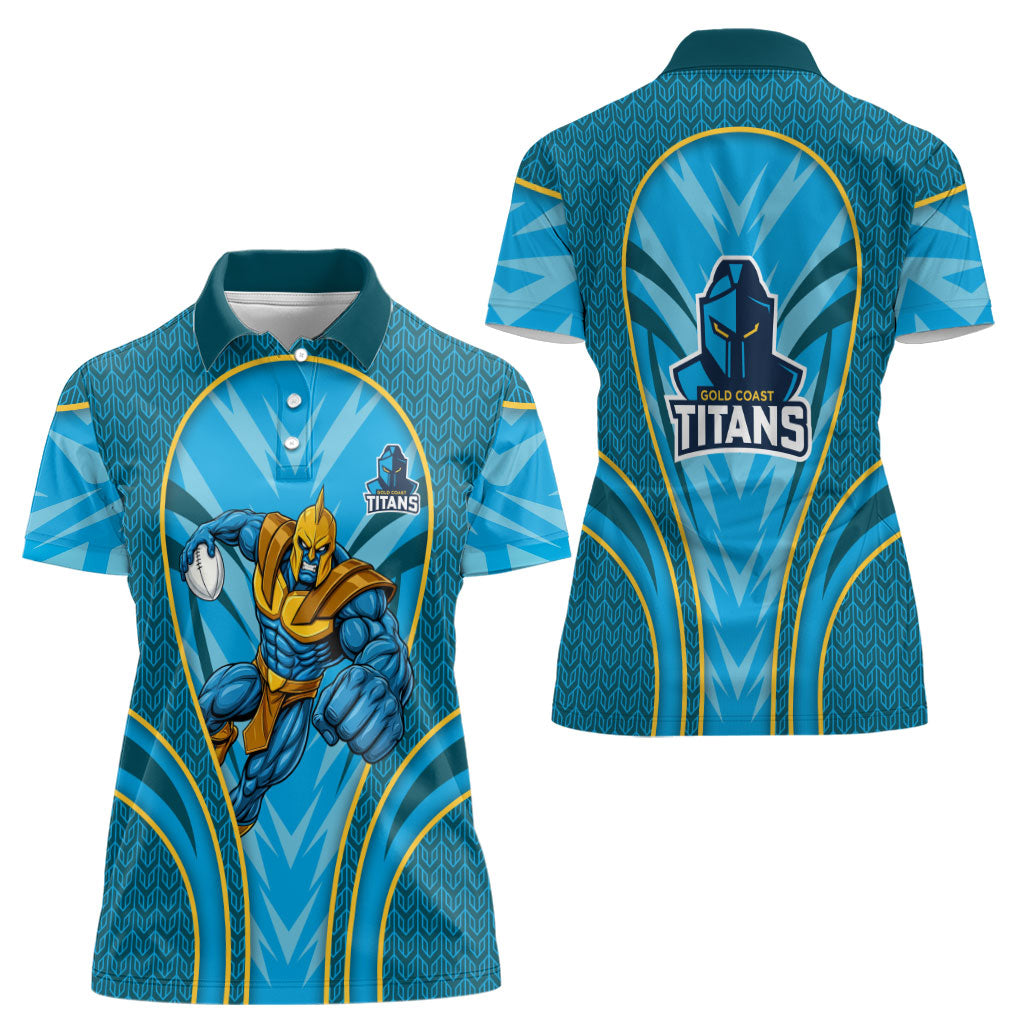 Gold Coast Titans Rugby Mascot Women Polo Shirt Australian Rugby Culture - Tribal Inspired Warrior Titan