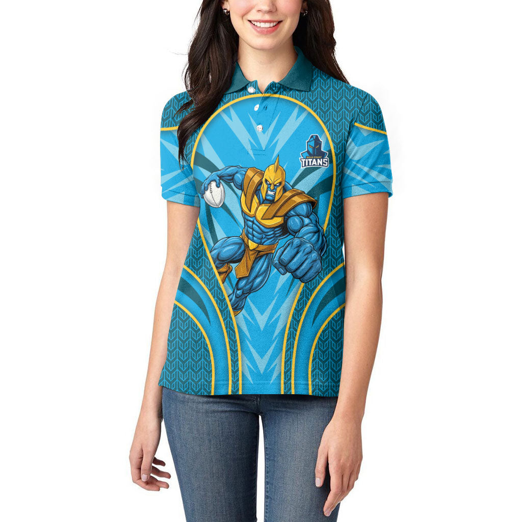 Gold Coast Titans Rugby Mascot Women Polo Shirt Australian Rugby Culture - Tribal Inspired Warrior Titan