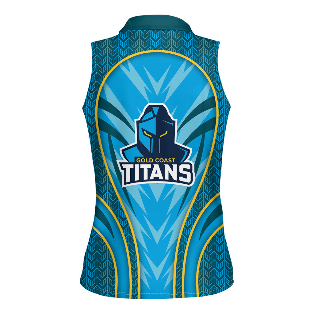 Gold Coast Titans Rugby Mascot Women Sleeveless Polo Shirt Australian Rugby Culture - Tribal Inspired Warrior Titan
