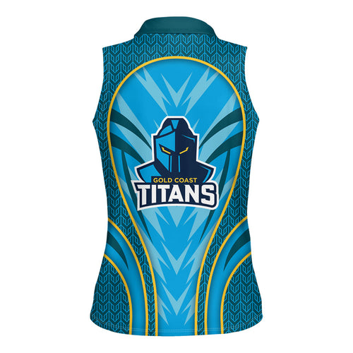 Gold Coast Titans Rugby Mascot Women Sleeveless Polo Shirt Australian Rugby Culture - Tribal Inspired Warrior Titan