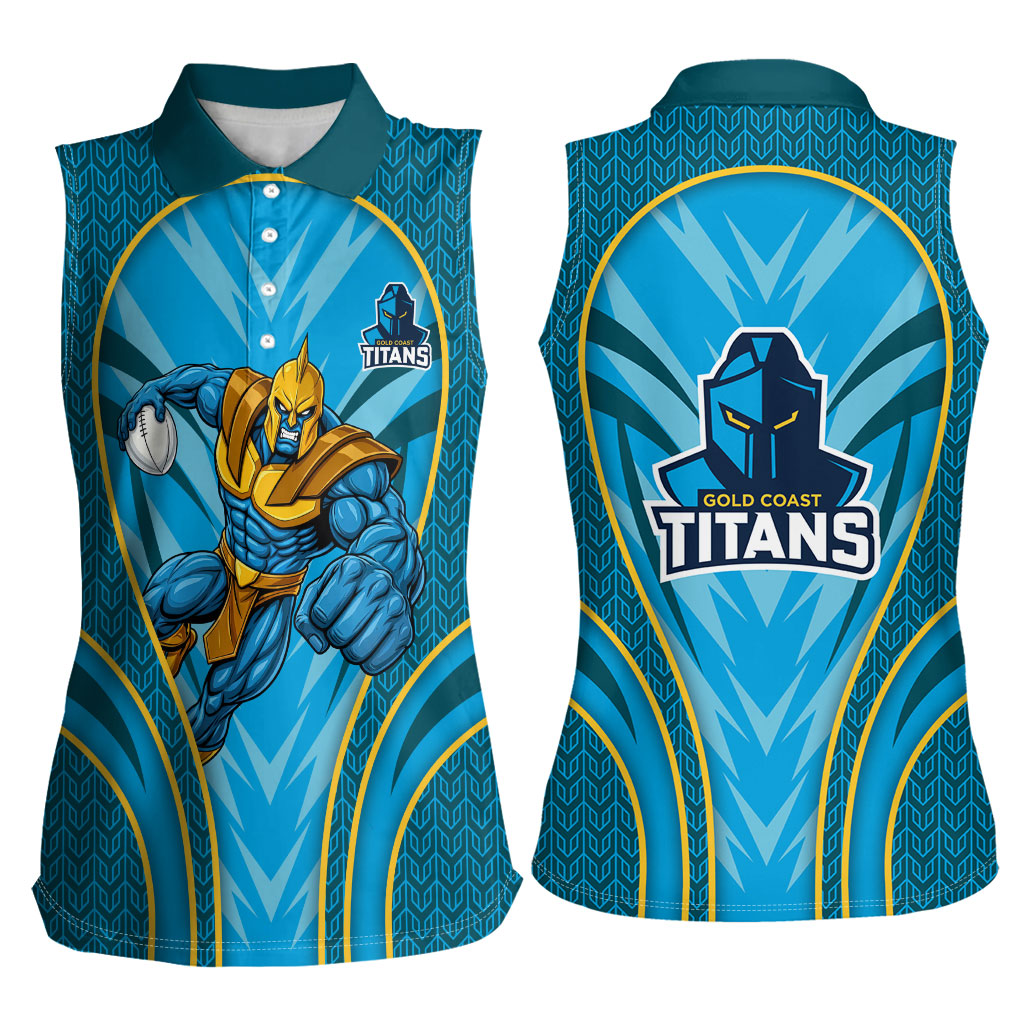 Gold Coast Titans Rugby Mascot Women Sleeveless Polo Shirt Australian Rugby Culture - Tribal Inspired Warrior Titan