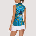 Gold Coast Titans Rugby Mascot Women Sleeveless Polo Shirt Australian Rugby Culture - Tribal Inspired Warrior Titan