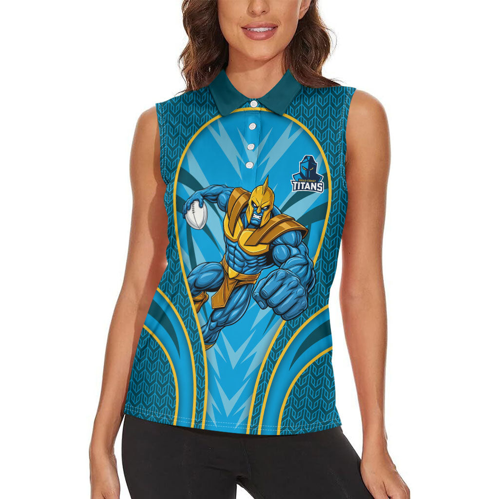 Gold Coast Titans Rugby Mascot Women Sleeveless Polo Shirt Australian Rugby Culture - Tribal Inspired Warrior Titan