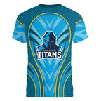 Gold Coast Titans Rugby Mascot Women V-Neck T-Shirt Australian Rugby Culture - Tribal Inspired Warrior Titan