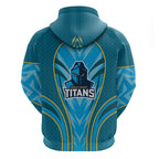 Gold Coast Titans Rugby Mascot Zip Hoodie Australian Rugby Culture - Tribal Inspired Warrior Titan