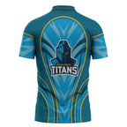 Gold Coast Titans Rugby Mascot Zipper Polo Shirt Australian Rugby Culture - Tribal Inspired Warrior Titan