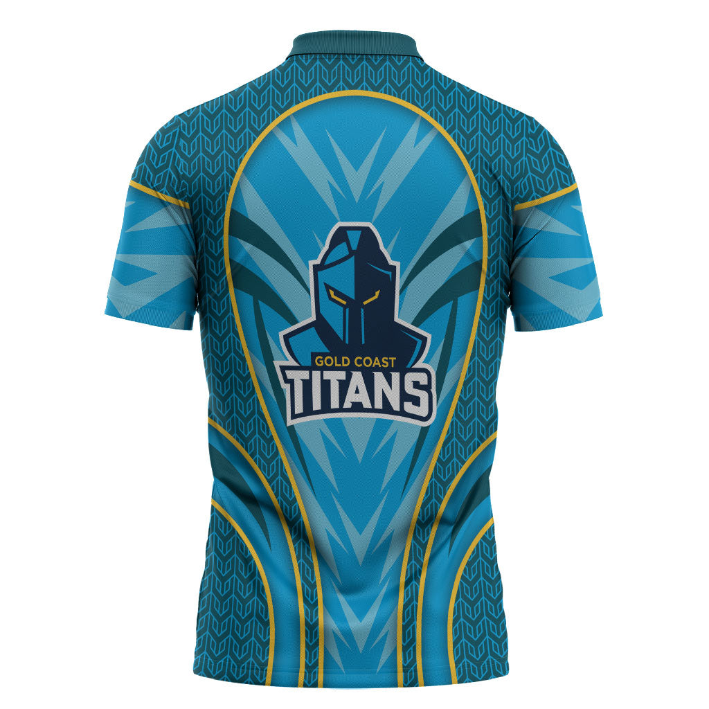 Gold Coast Titans Rugby Mascot Zipper Polo Shirt Australian Rugby Culture - Tribal Inspired Warrior Titan