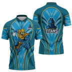 Gold Coast Titans Rugby Mascot Zipper Polo Shirt Australian Rugby Culture - Tribal Inspired Warrior Titan