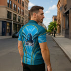 Gold Coast Titans Rugby Mascot Zipper Polo Shirt Australian Rugby Culture - Tribal Inspired Warrior Titan