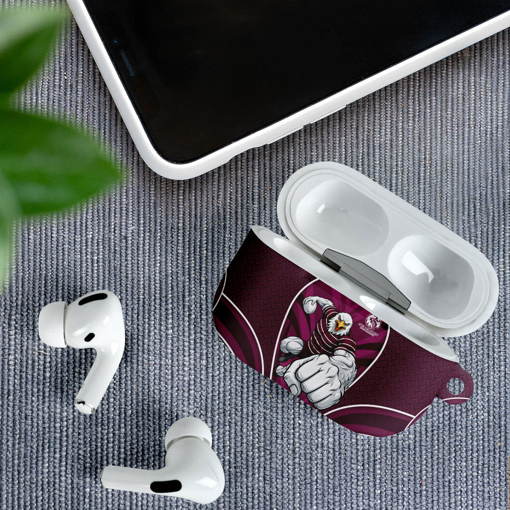 Manly Warringah Sea Eagles Rugby Mascot AirPods Case Australian Rugby Culture - Tribal Inspired Eagle