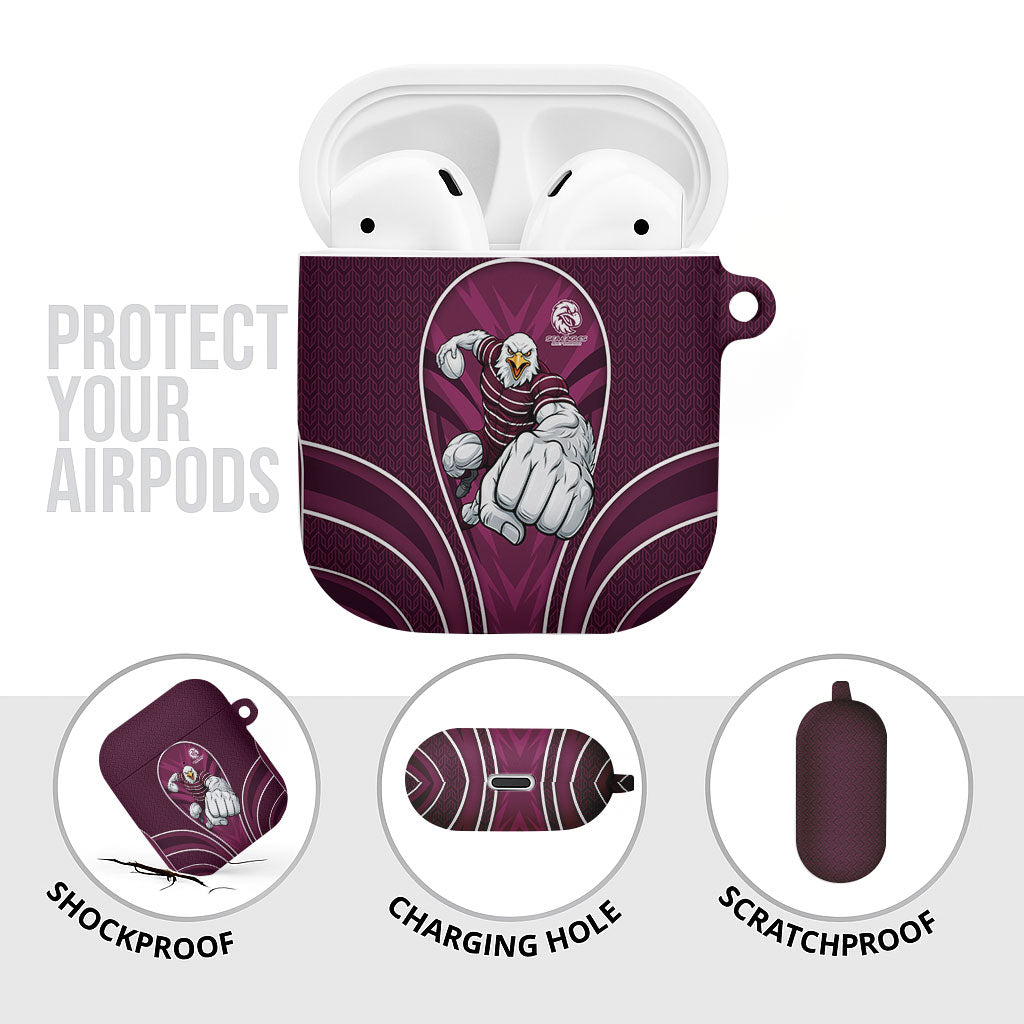 Manly Warringah Sea Eagles Rugby Mascot AirPods Case Australian Rugby Culture - Tribal Inspired Eagle