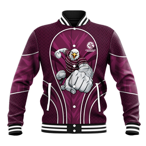 Manly Warringah Sea Eagles Rugby Mascot Baseball Jacket Australian Rugby Culture - Tribal Inspired Eagle