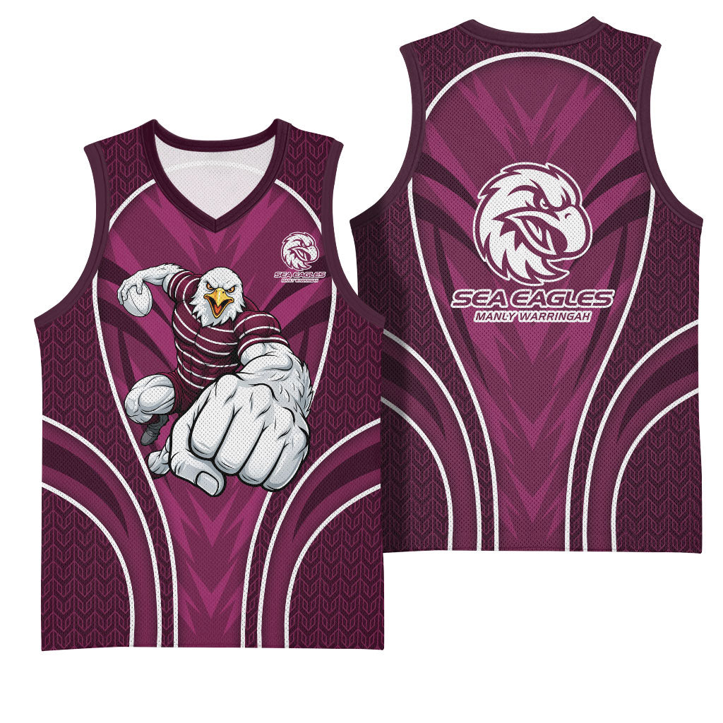 Manly Warringah Sea Eagles Rugby Mascot Basketball Jersey Australian Rugby Culture - Tribal Inspired Eagle