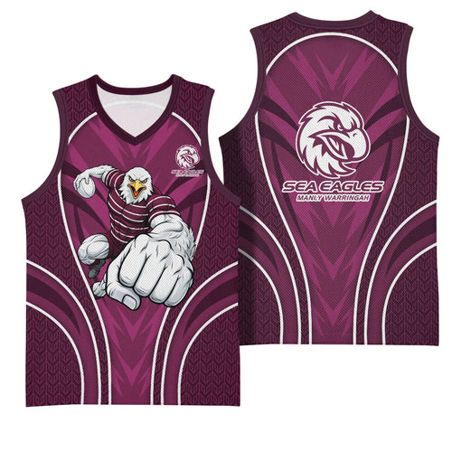 Manly Warringah Sea Eagles Rugby Mascot Basketball Jersey Australian Rugby Culture - Tribal Inspired Eagle