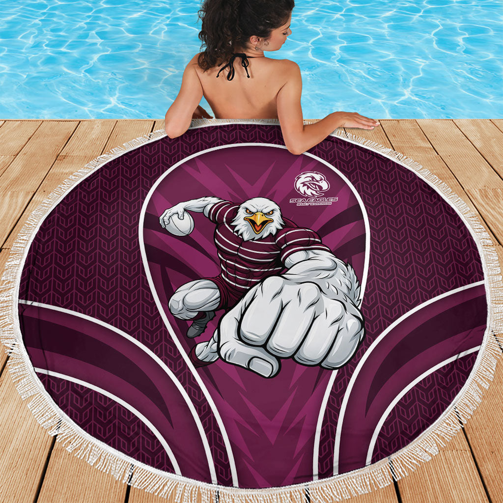 Manly Warringah Sea Eagles Rugby Mascot Beach Blanket Australian Rugby Culture - Tribal Inspired Eagle