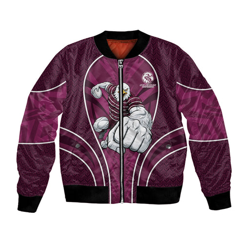 Manly Warringah Sea Eagles Rugby Mascot Bomber Jacket Australian Rugby Culture - Tribal Inspired Eagle