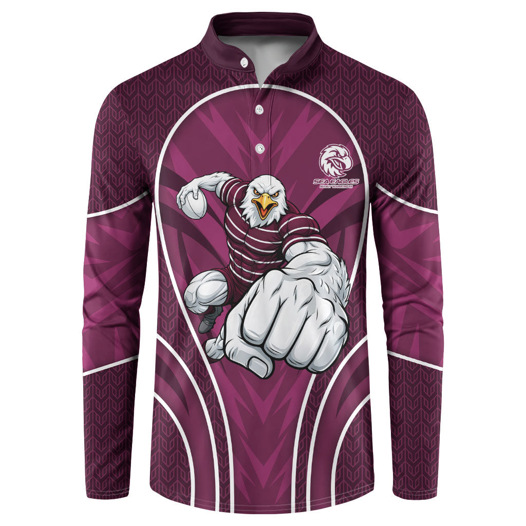 Manly Warringah Sea Eagles Rugby Mascot Button Sweatshirt Australian Rugby Culture - Tribal Inspired Eagle