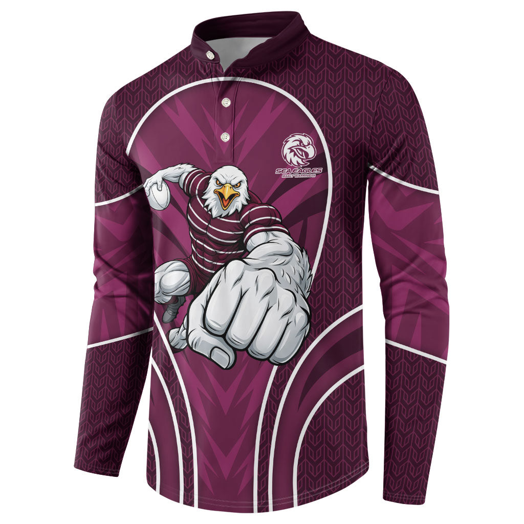 Manly Warringah Sea Eagles Rugby Mascot Button Sweatshirt Australian Rugby Culture - Tribal Inspired Eagle