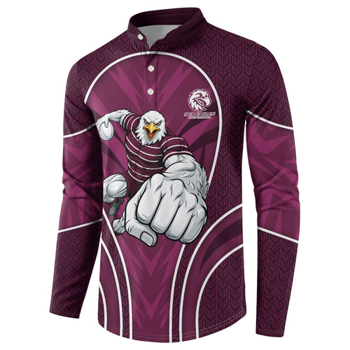 Manly Warringah Sea Eagles Rugby Mascot Button Sweatshirt Australian Rugby Culture - Tribal Inspired Eagle